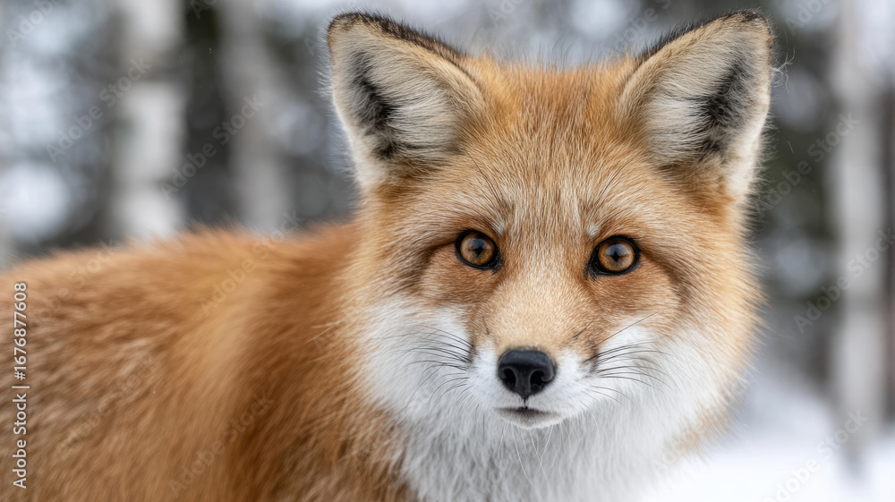 Fototapeta premium Close-up of a fox in a snowy forest