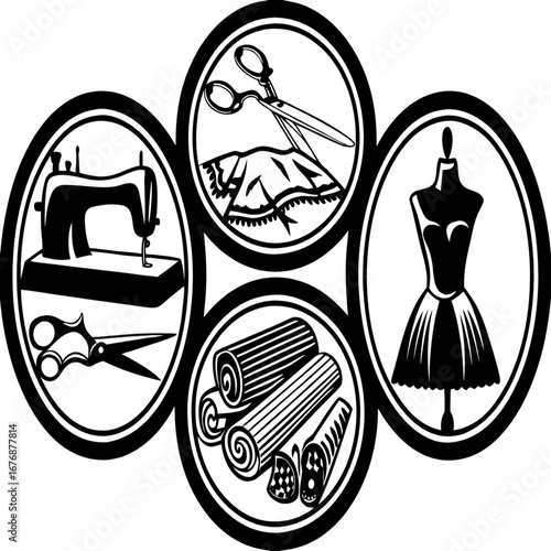Abstract fashion designer icons materials, illustration vectors