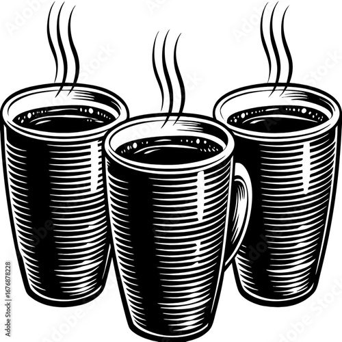 Three cups of coffee illustration vectors design