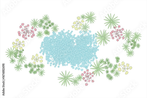 Garden Plan with Pond and Greenery