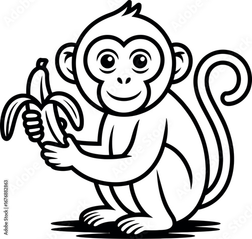 monkey line art vector design