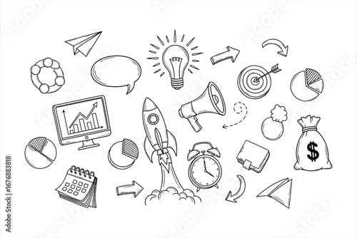 Doodle Business and Startup Icons