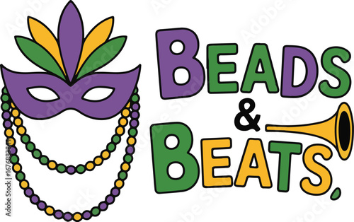 Funky beads and music beats graphic design isolated on transparent background