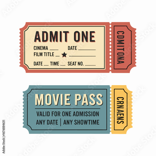 Admit one ticket, Ticket, Cinema Ticket, Vintage ticket