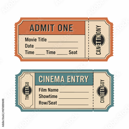 Cinema ticket, admit one tickets