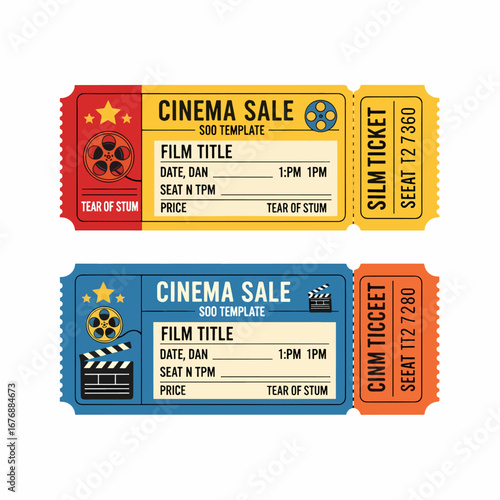 Admit one ticket, Vector illustration of a ticket, Cinema ticket