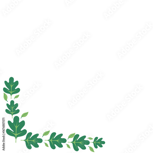 Botanical corner leaf design with minimalist leaves and natural shapes, great for eco banners, invitations, and frames.
