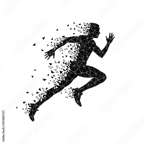 Geometric Dispersion Runner Vector – Abstract Triangular Sprint Silhouette Art