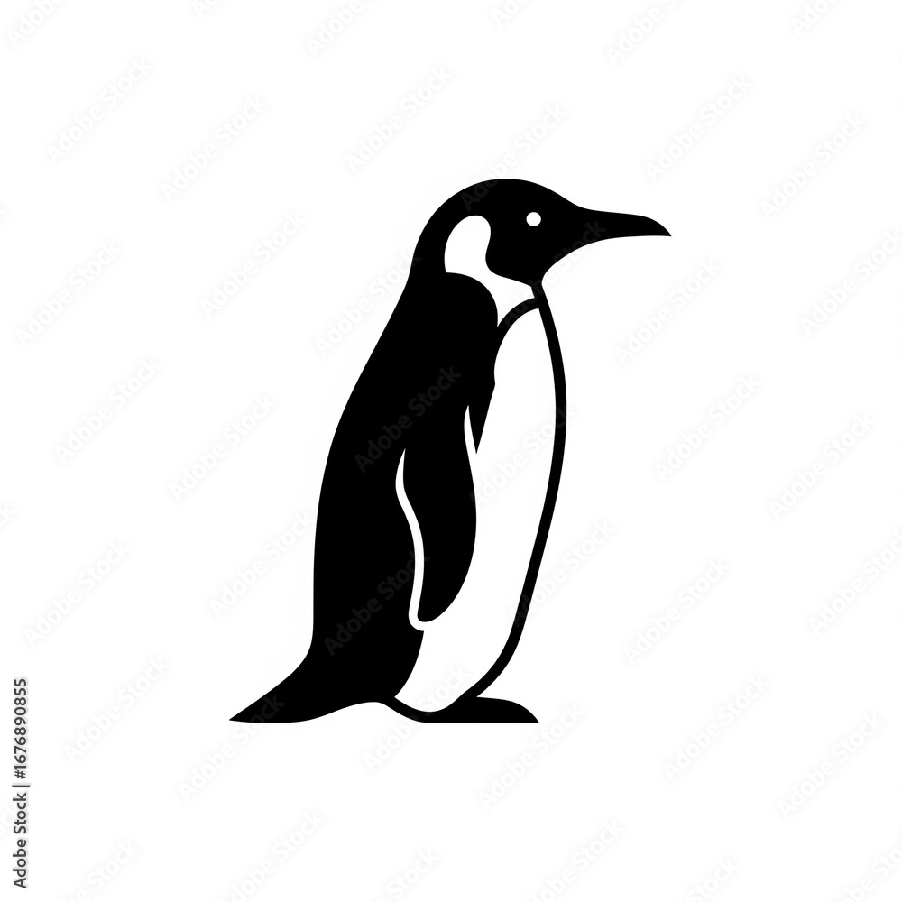 Naklejka premium Cute Penguin Silhouette, an Arctic Flightless Bird, Standing Upright, Isolated transparent background
