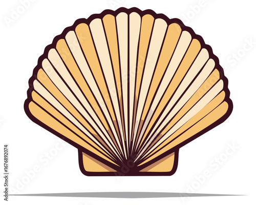 Stylized Scallop Seashell Marine Life Vector Illustration Graphic Design Element