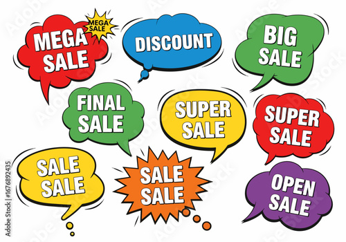Set of colorful sale labels