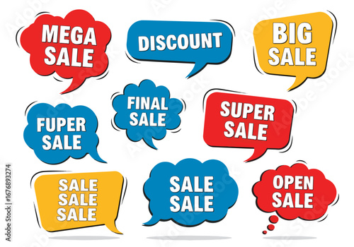 set of colorful sale labels
