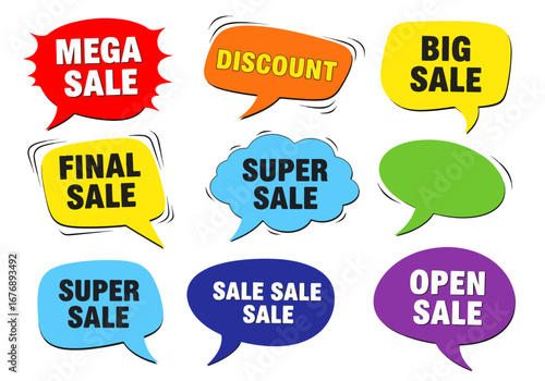Set of colorful sale labels