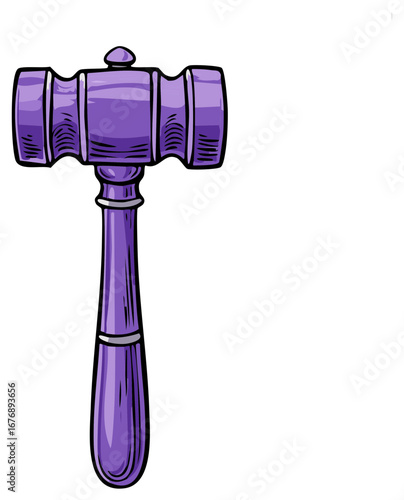 Illustrated Purple Gavel Icon Representing Law Order Justice and Official Proceedings