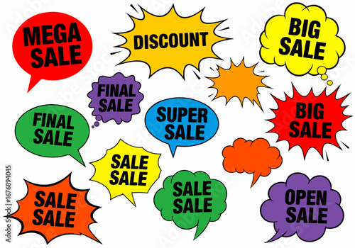 Set Comic Speech Bubbles Sale
