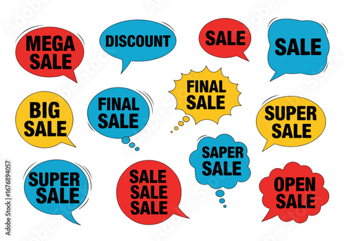 Set of discount labels, Sale label