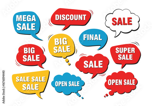 Set of sale stickers, Set of speech bubbles, Set of colorful sale labels, Set of Comics sale labels