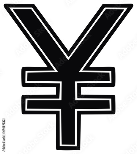 Black Yen Symbol Icon Financial Currency Sign Representing Japan Economy Savings Wealth Investment Business Markets Money
