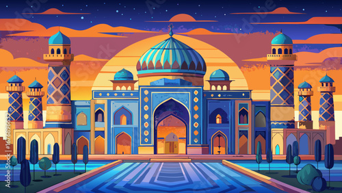At sunrise, the Registan Square of Samarkand unveils its majestic mosaic facades, shimmering blue tiles, and Islamic artistry, a dazzling reminder of Central Asia’s golden cultural and trading era.