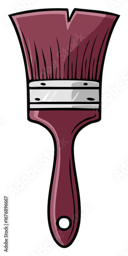 A single maroon paintbrush with a silver ferrule and a hole in its handle