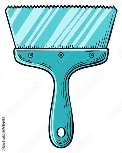 Vector illustration of a serrated plastering scraper and putty knife for home repair