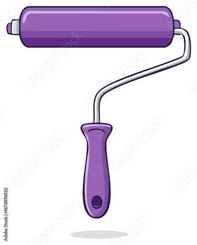 Purple paint roller vector illustration used for painting walls or furniture
