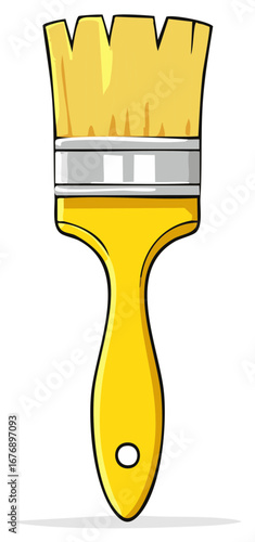 Yellow Paint Brush Illustration Painting Tool for Home Improvement Art Projects