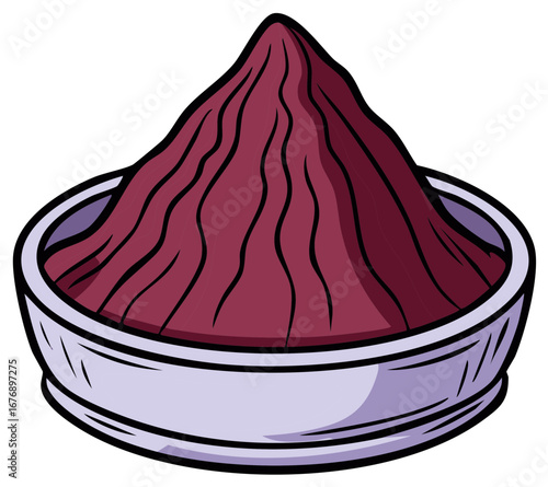 Purple Powder Mountain in Decorative Bowl, Ground Spice Pile for Cooking or Beauty Products