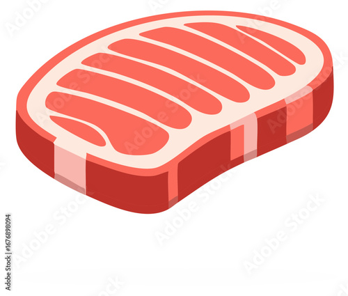 Delicious raw beef steak cut isometric style for cooking food and restaurant themes