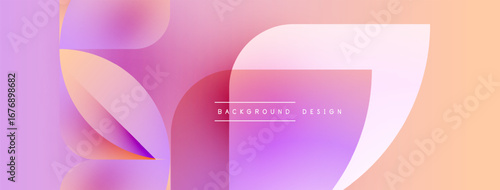 Abstract fluid shapes blend, creating soft gradients. Pink, purple, peach hues dominate design. Modern aesthetic, simple composition.