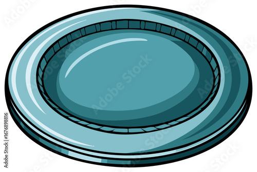 Empty Teal Blue Round Dinner Plate Illustration
