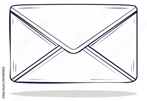 Clean minimalist hand drawn sketch style white envelope for mail or message communication graphic