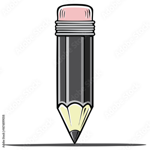 Sharp pencil with pink eraser drawing a dark line