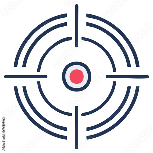 Strategic business goal target icon with bullseye and crosshairs