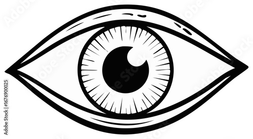 Monochrome Eye Drawing Simple Outline Graphic Illustration Detailed View