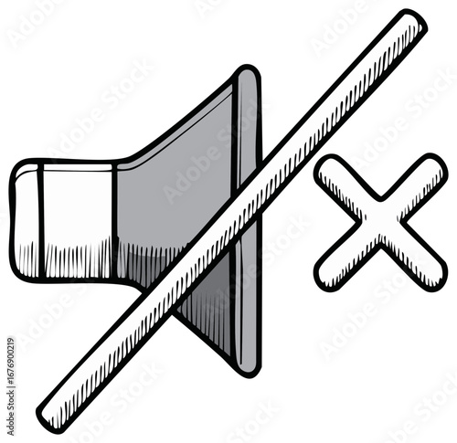Muted Speaker Icon Illustration Sound Off Mode Volume Control Hand Drawn Style