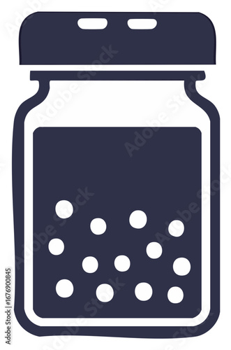 Dark Blue Glass Jar Filled with Bubbles and a Textured Lid