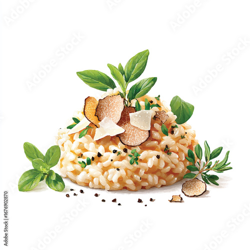 Exquisite Risotto with Truffle Basil and Rosemary Gourmet Culinary Delight