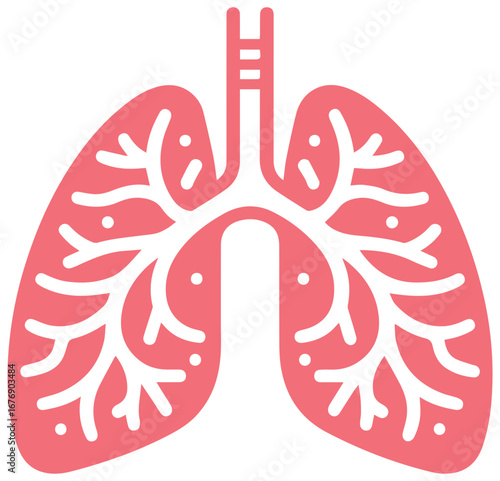Vibrant coral lungs illustration for health awareness and medical concepts