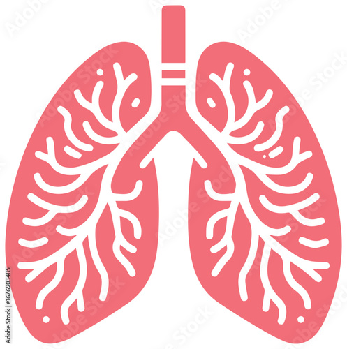 Detailed human lung anatomy icon, vital organ illustration for medical and health concepts