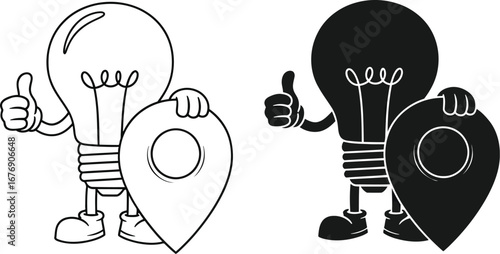 Lightbulb location pin cartoon vector creative idea concept