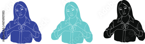 Woman making heart shape gesture illustration vector design