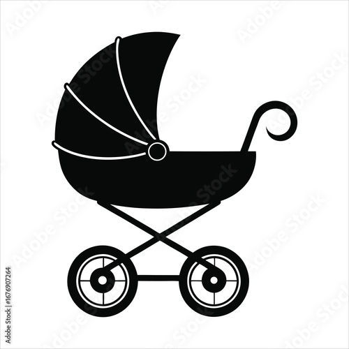 Silhouette of a Baby Stroller