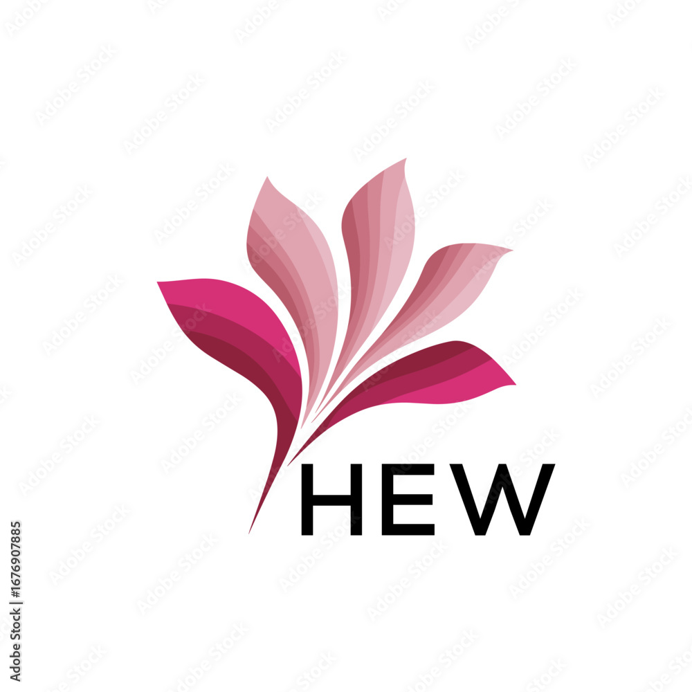 Obraz premium HEW Modern Floral Abstract Logo Design, HEW Later Logo, Creative Botanical Brand Identity 