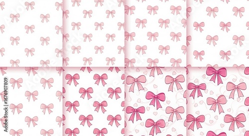 Wallpaper Mural Elegant Collection of Seamless Pink Bow Patterns for Girly and Festive Designs Torontodigital.ca