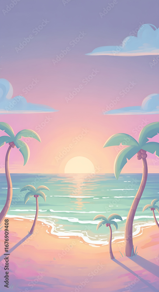 Obraz premium Sunset Beach in Pastel Tones