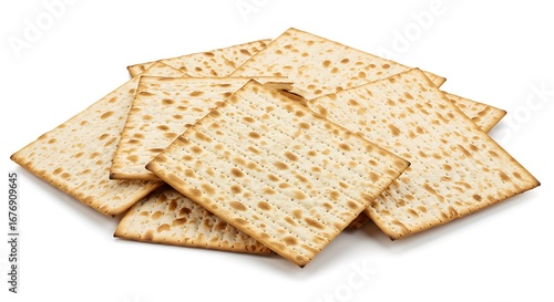 Pile of matzah isolated on white background