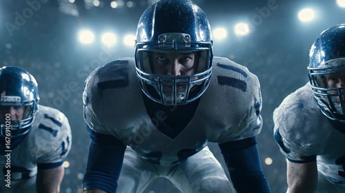 Close up quarterback American football player professional sports stadium
