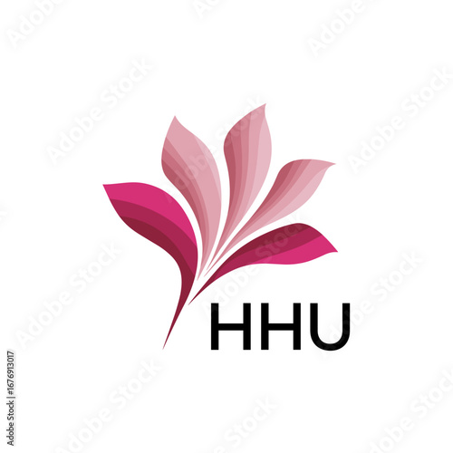 HHU Elegant Floral Abstract Logo Design, HHU Later Logo, Creative Minimal Nature Logo 
