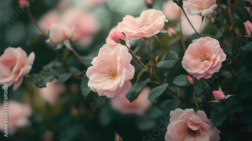 Pink Roses in Garden